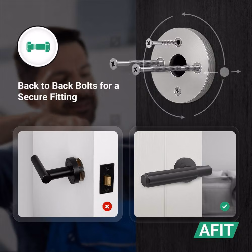 AFIT Matt Black Aluminium Internal Lever On Rose Door Handle, 5 Pack, W/D/H: 15 x 15 x 1.5 cm – 3