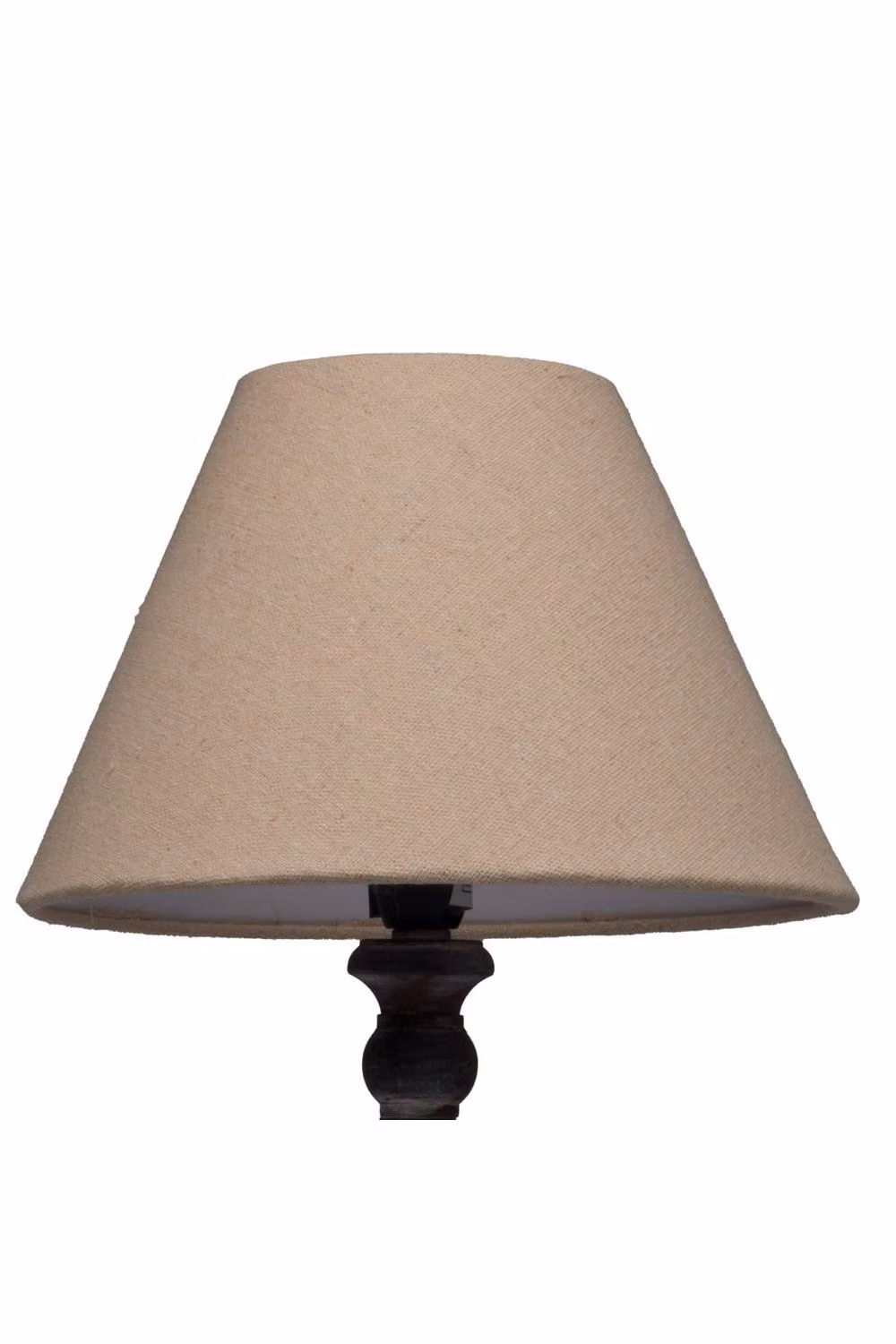 KDMD Incia Stem Table Lamp with Grey-Washed Wood Base and Beige Fabric Shade – 2