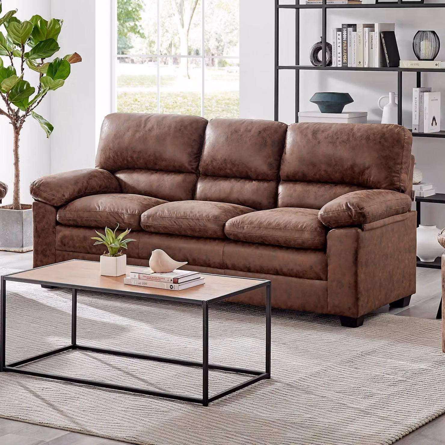 Bravich LTD Oxford Modern 1 Seater Faux Leather Sofa in Brown – 3