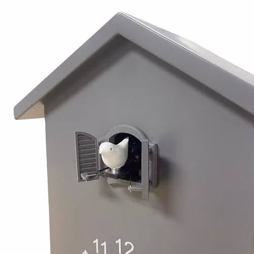 WALPLUS Grey Minimalist Cuckoo Wall Clock with Pendulum and Chime, W/H: 20 x 25 cm – 3