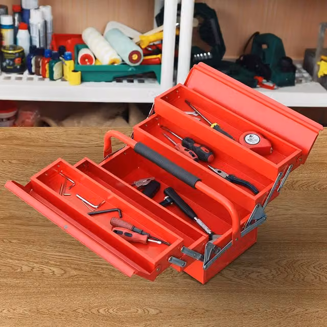 DURHAND 3 Tier Metal Tool Box in Red