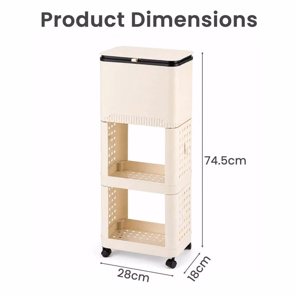 Kelvenix Multi-Purpose 37L Kitchen Trash Can with Flip Lid in Beige – 1