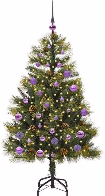 Berkfield Home Realistic Artificial Hinged Christmas Tree with Cones, Green, Height: 150 cm – 1