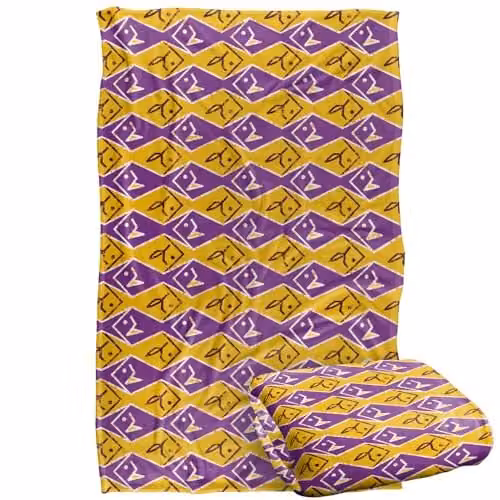 JQ Licensing Zip Fishing Pattern Super Soft Fleece Throw Blanket in Orange and Purple, W/D/H: 91 x 147 cm – 1