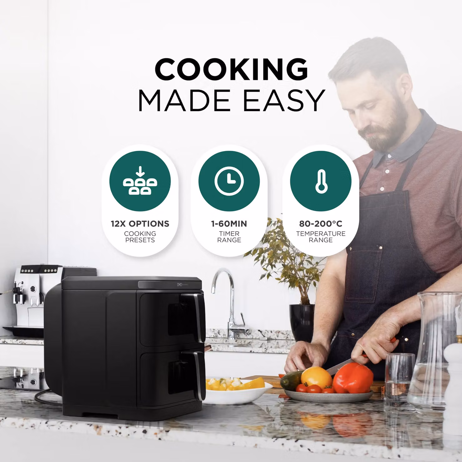 DMD Collective 11L Dual Zone Vertical Stacked Air Fryer in Black – 6