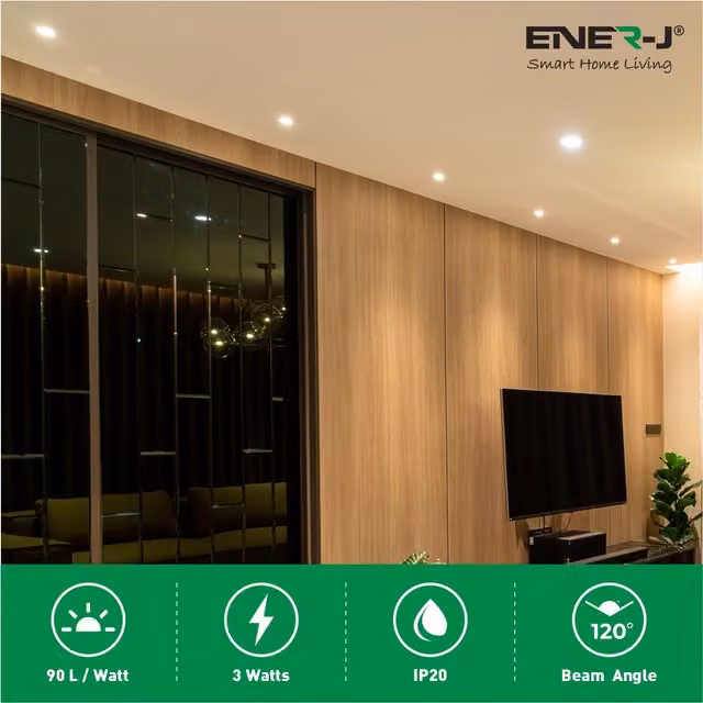 EnerJ Smart 3W Recessed Round LED Mini Panel Downlight, 4000K Cool White, Pack of 4
