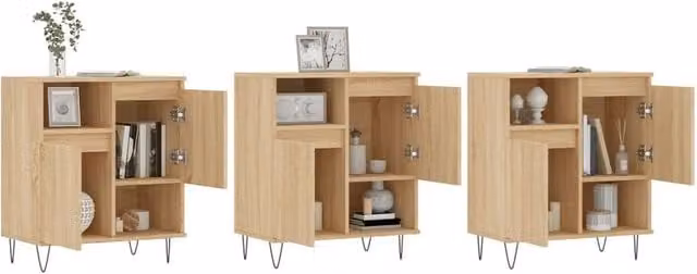 Berkfield Home 3-Piece Sonoma Oak Sideboard Set in Light Tan Beige – 1