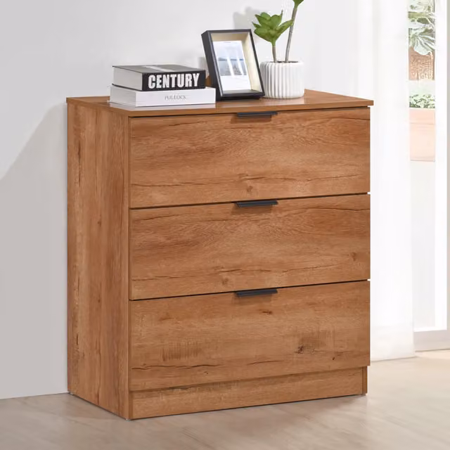 Swish Furniture Richmond Oak Chest of 3 Drawers in Brown