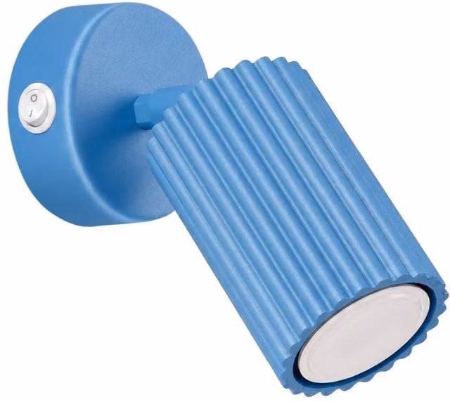 Sollux Lighting minimalist cylinder wall lamp in light blue, W/D/H: 16 x 8 x 16 cm