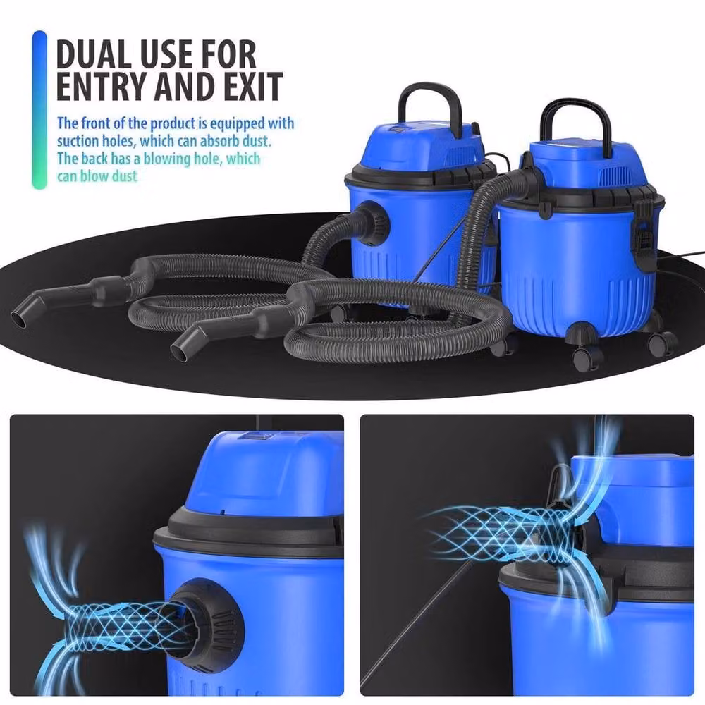 NESTLUNE Heavy Duty Wet and Dry Wheeled Vacuum Cleaner with Blow Function, Blue, 15 Litres – 5