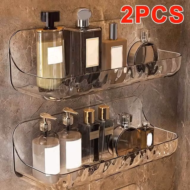KORVIXA Clear Wall Mount Plastic Storage Rack, 2-Piece Set, W: 60 cm, H: 100 cm – 1