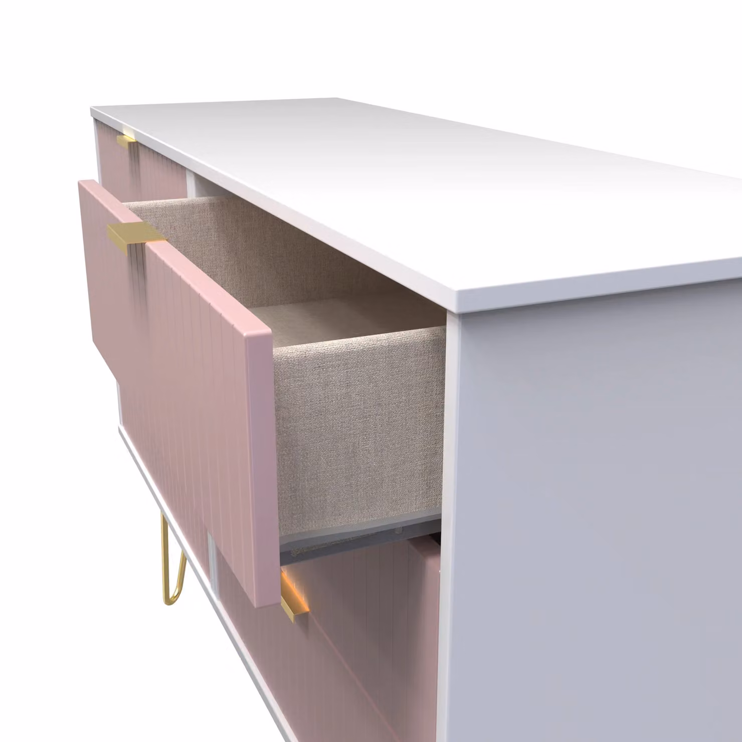 Ready Assembled 2 U Bexley 6 Drawer Wide Chest in Pink and Gold – 2
