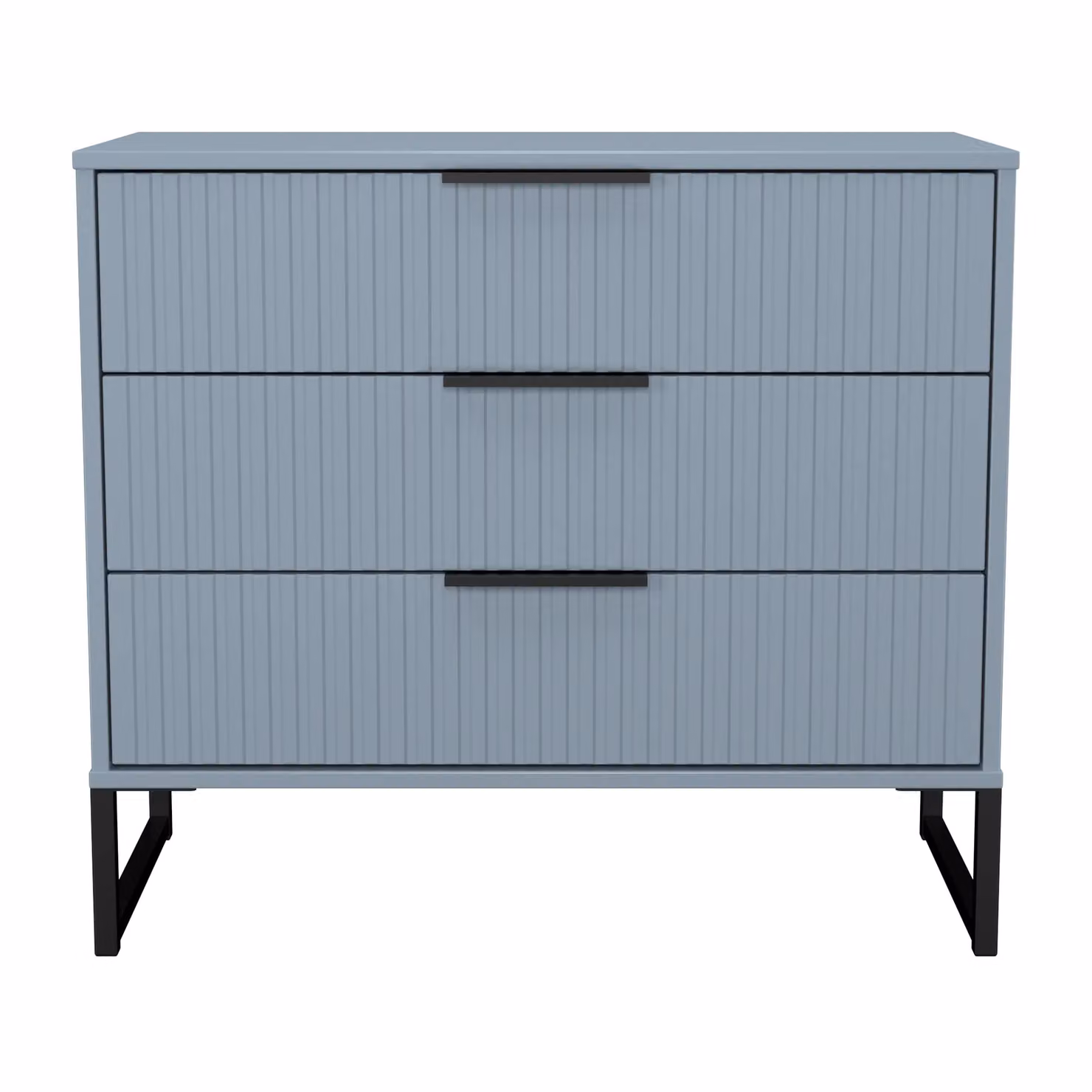 2 U Menai 3 Drawer Chest in Light Blue and Black with Matt Metal Finish – 2