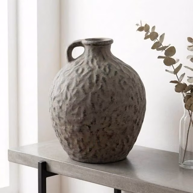 Garden Greatness Artisan Speckled Ceramic Jug Vase in Grey and Multicolour, Height: 25.5 cm