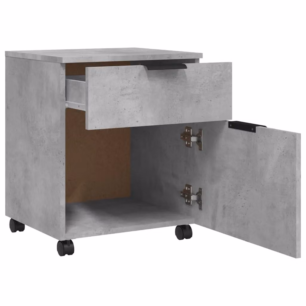 Berkfield Home Mobile File Cabinet with Wheels in Concrete Grey, W: 45 cm, D: 38 cm, H: 54 cm – 3