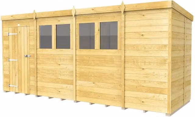Buttercup Farm Brown Pent Shed with Single Door and Windows, L118 x W454 x H201 cm
