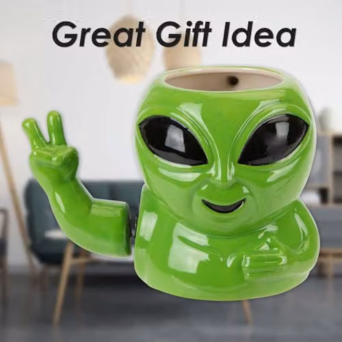 VFM e-Store Shaking Alien Wobble Mug, Green, Ceramic, W/D/H: 12 x 12 x 15 cm – 4