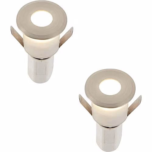 Loops 2 Pack Recessed Decking Guide Lights in Silver with Cool White LED, IP67 Rated