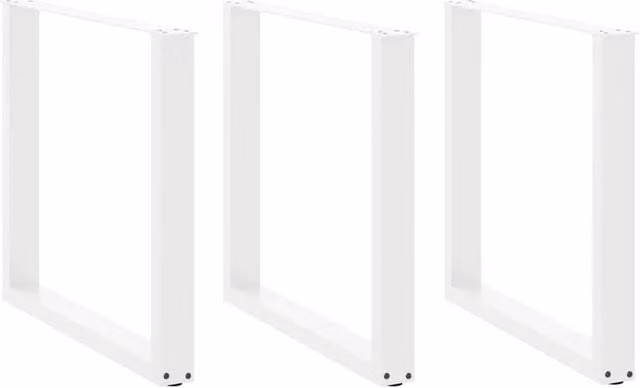 Berkfield Home U-Shaped Steel Coffee Table Legs, 3 Pieces, White, W: 80 cm, H: 72-73 cm