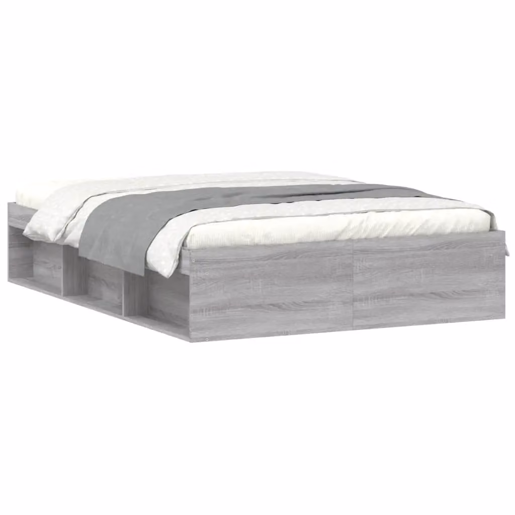 Berkfield Home Grey Sonoma Double Bed Frame with Side Compartments, W: 135 cm, L: 190 cm – 2
