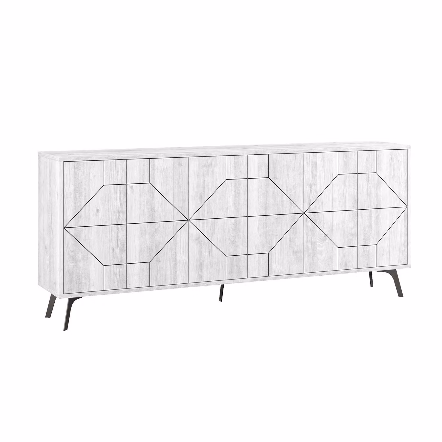 Decortie Dune 6-Door Sideboard with Metal Legs in White, W: 184 cm – 2