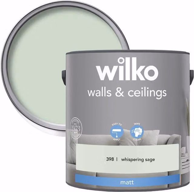 wilko Walls and Ceilings Matt Emulsion Paint, Green, 2.5 l