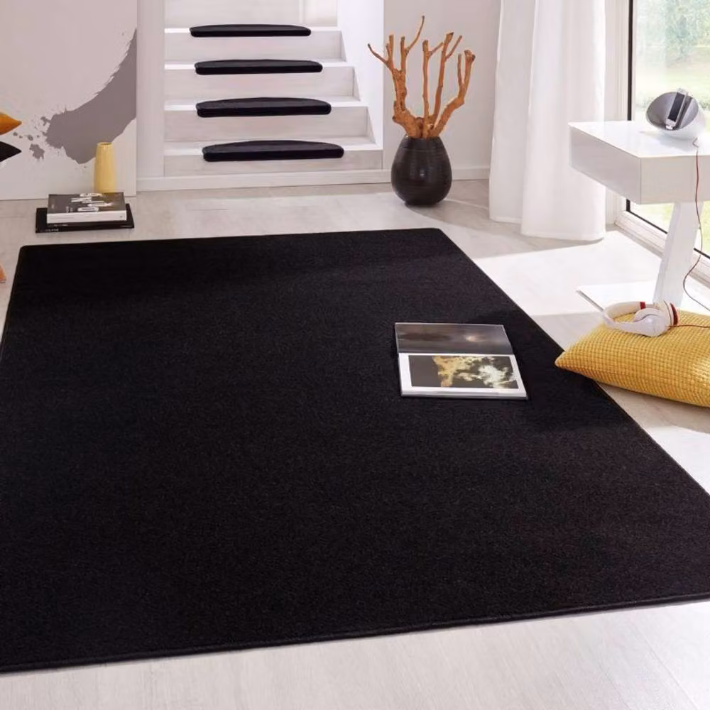 Hanse Home Modern Plain Rectangular Polypropylene Rug in Black, W: 280 cm, D: 200 cm – 2