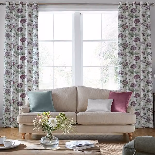 Laura Ashley Hepworth Made to Measure Blackout Floral Eyelet Curtain Panel in Purple