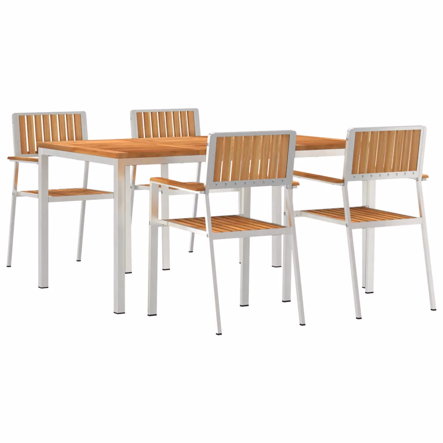 Berkfield Home 5 Piece Garden Dining Set in Brown Solid Teak Wood – 2