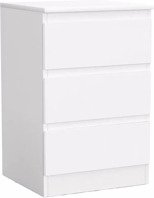 Kelvenix White 3 Drawer Wooden Bedroom Chest of Drawers