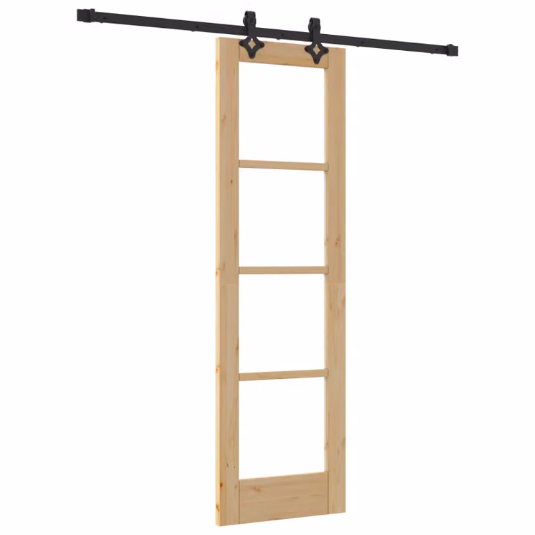 Berkfield Home Orkdal Modern Sliding Door with Hardware Set in Beige Veneered Wood and Glass