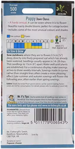 Mr Fothergill's Dawn Chorus Multicolour Poppy Flower Seeds, 500 g – 2