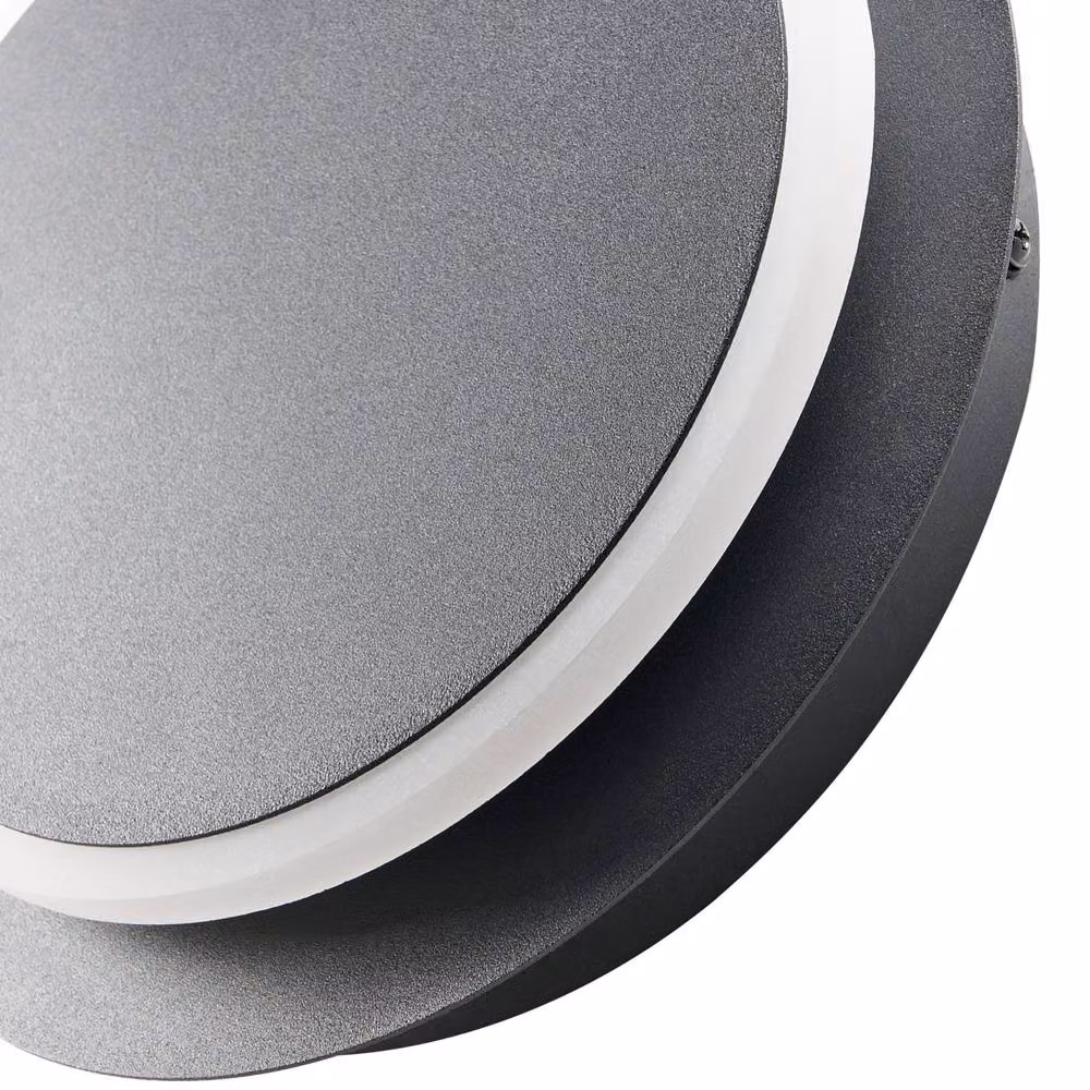 Wyld and Coco Set of 2 Matte Black Adjustable LED Wall Lamps with Round Shade – 5