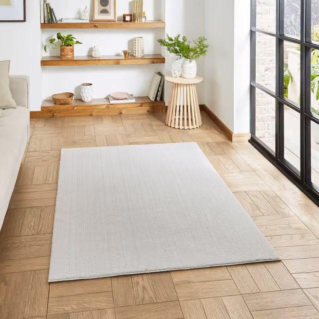 Terrys Modern Grey Washable Rectangular Polyester Rug