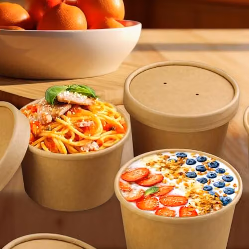 ECONX Brown Kraft Disposable Paper Soup Containers with Lids, 8oz, 25 Pack – 7