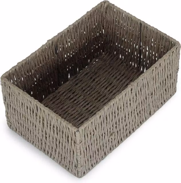 Grey Open Weave Thatch Grass Hamper