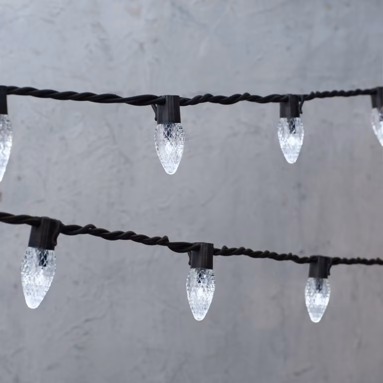 Plus Connect White C9 LED Connectable Fairy Lights with Black Cable