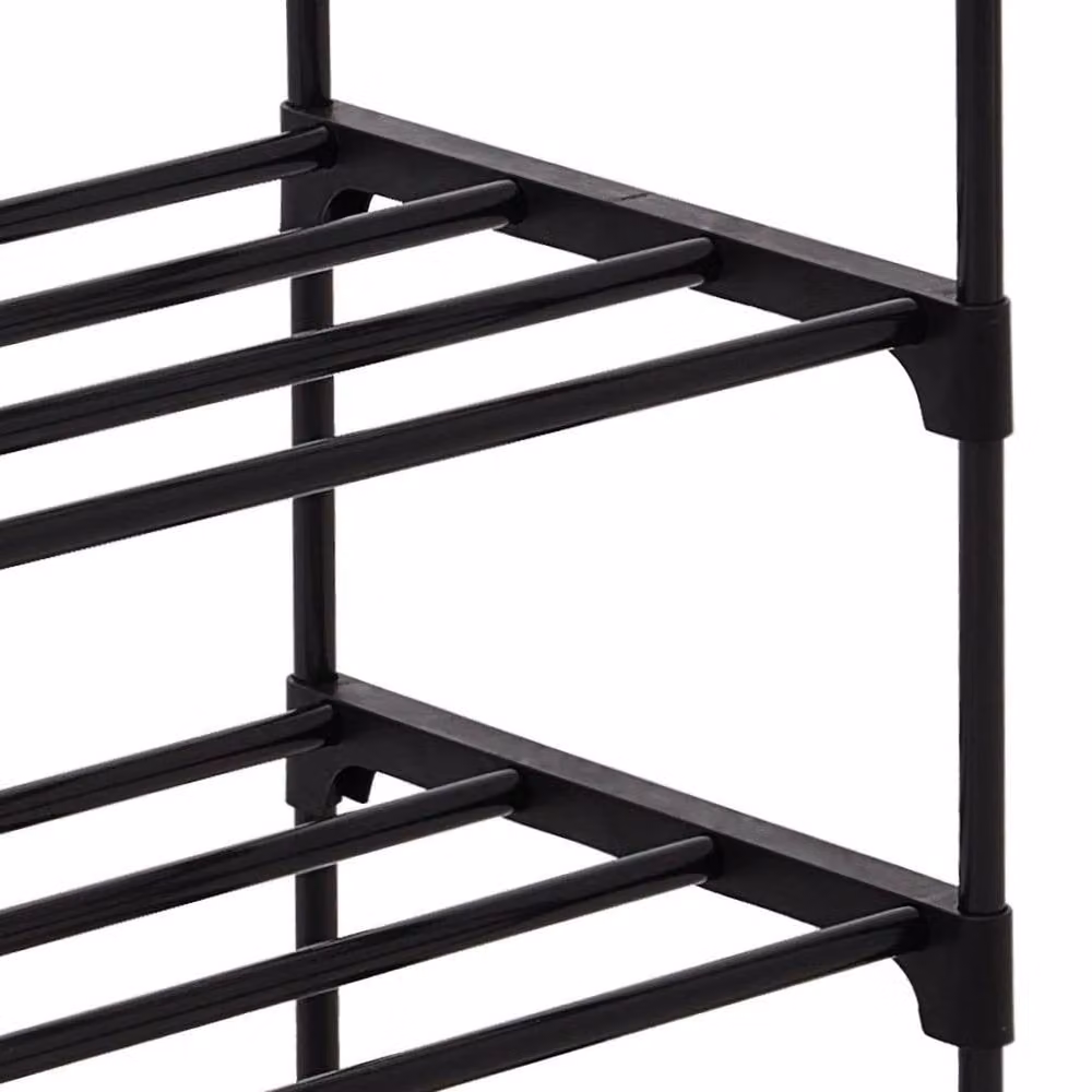 FORGEVIO 3 Tier Adjustable Metal Shoe Rack in Black – 3