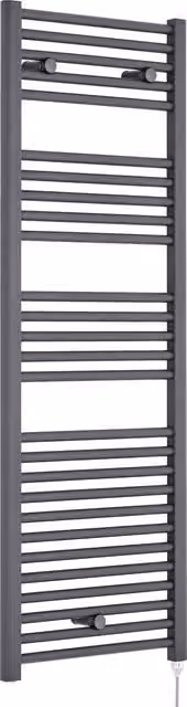 Balterley Electric Vertical Round Towel Rail with 27 Rails, Anthracite Grey, H 137.5 cm x W 48 cm x D 4.8 cm – 1