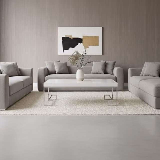 Orsina Luxe Rectangular Coffee Table with White Gloss Top and Chrome Angled Legs, Silver and White, W/D/H: 115.0 x 60.0 x 45.0 cm