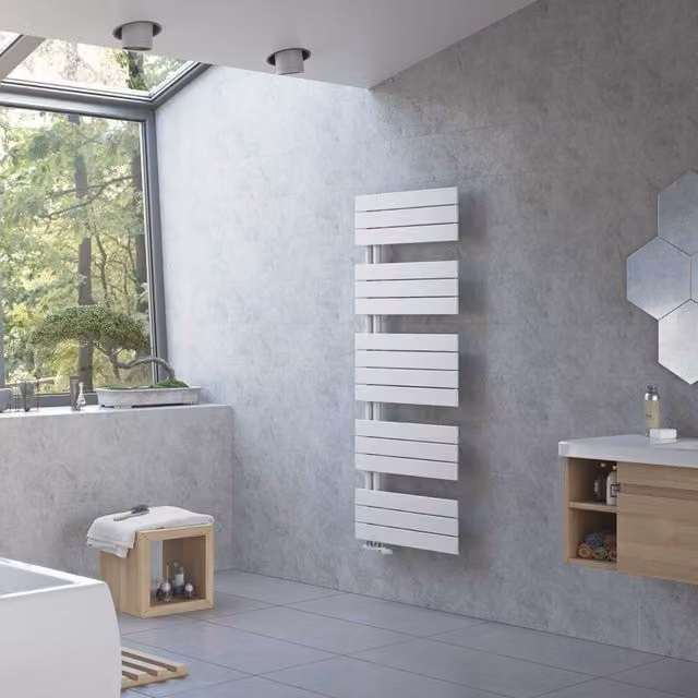 Bathroom Kingdom Mars White Designer Flat Panel Heated Towel Rail, H 119.5 cm x W 60 cm – 1