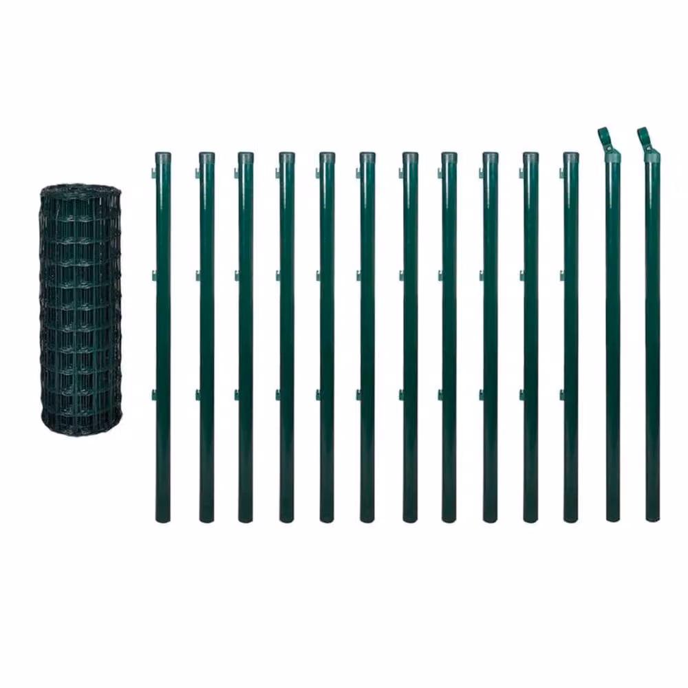 Berkfield Home Modern Euro Fence Green PVC-Coated Steel, W: 25 m, H: 1.5 m – 3