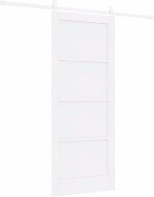 Berkfield Home Modern Lacquered White Sliding Wood Door with Hardware Set W: 83 cm, H: 202 cm