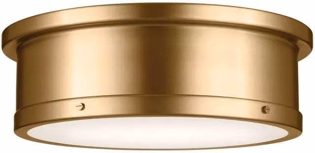 Netlighting Serca Large Flush Ceiling Light in Brushed Natural Brass and Gold