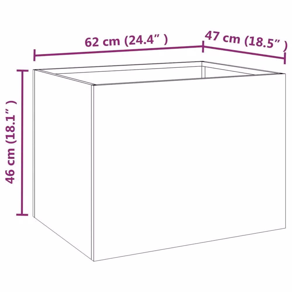 Berkfield Home Corten Steel Planter Tub in Brown, W: 62 cm, D: 47 cm, H: 46 cm – 3