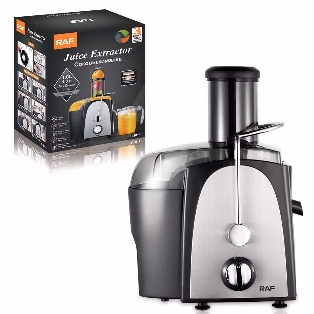 RAF Black Stainless Steel Low Noise Centrifugal Juice Extractor, 1000ml – 2
