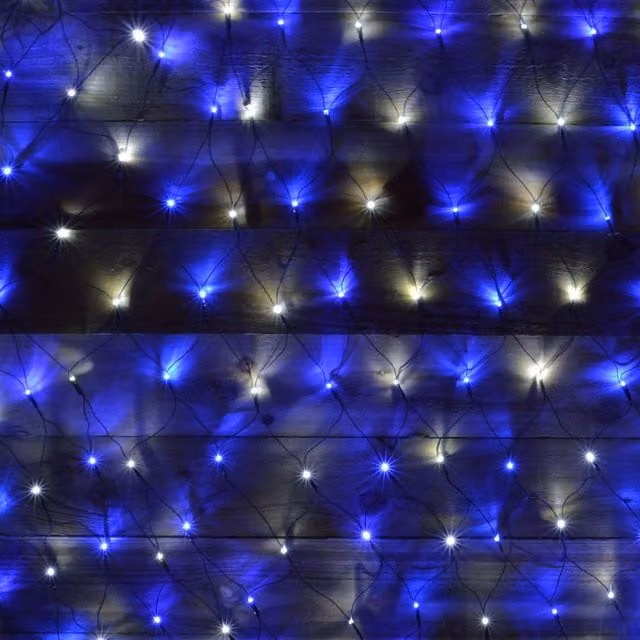Samuel Alexander Premier Decorations 180 LED Multifunction Christmas Net Light with Timer in Blue, White and Green, W: 1.7 m, H: 1.2 m