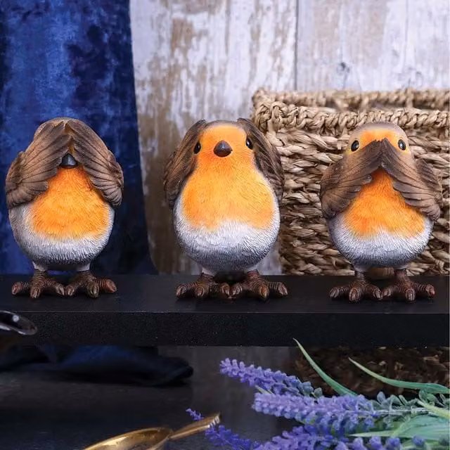 Nemesis Now Three Wise Robin Figurines, Brown and Multicolour, Height: 8 cm