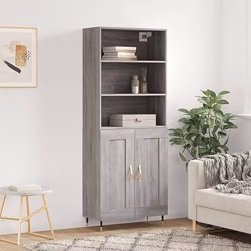 vidaXL Highboard in Grey Sonoma, W/D/H: 69.5 x 34 x 180 cm – 2