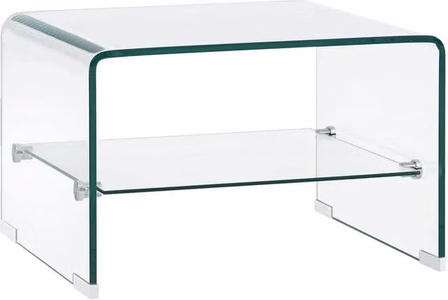 Berkfield Home Rectangular Tempered Glass Coffee Table, Transparent, W/D/H: 50 x 45 x 33 cm